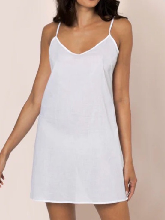 Juliet Dunn Other - Juliet Dunn London White Cotton Slip Dress Chemise V-Neck Lightweight Small